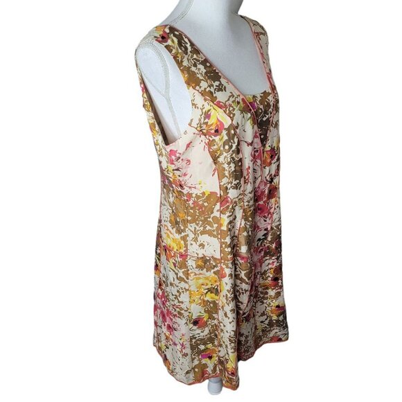 Sundance Silk Dress Floral Fall Side Zip Womens 12 Brown Pink Sleeveless Midi - Picture 4 of 10